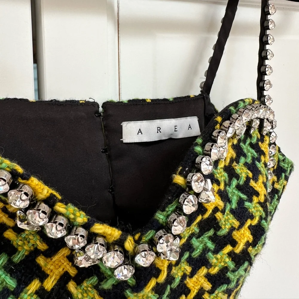 AREA NYC ✨GREEN TWEED CRYSTAL HEART TOP - Picture 12 of 15